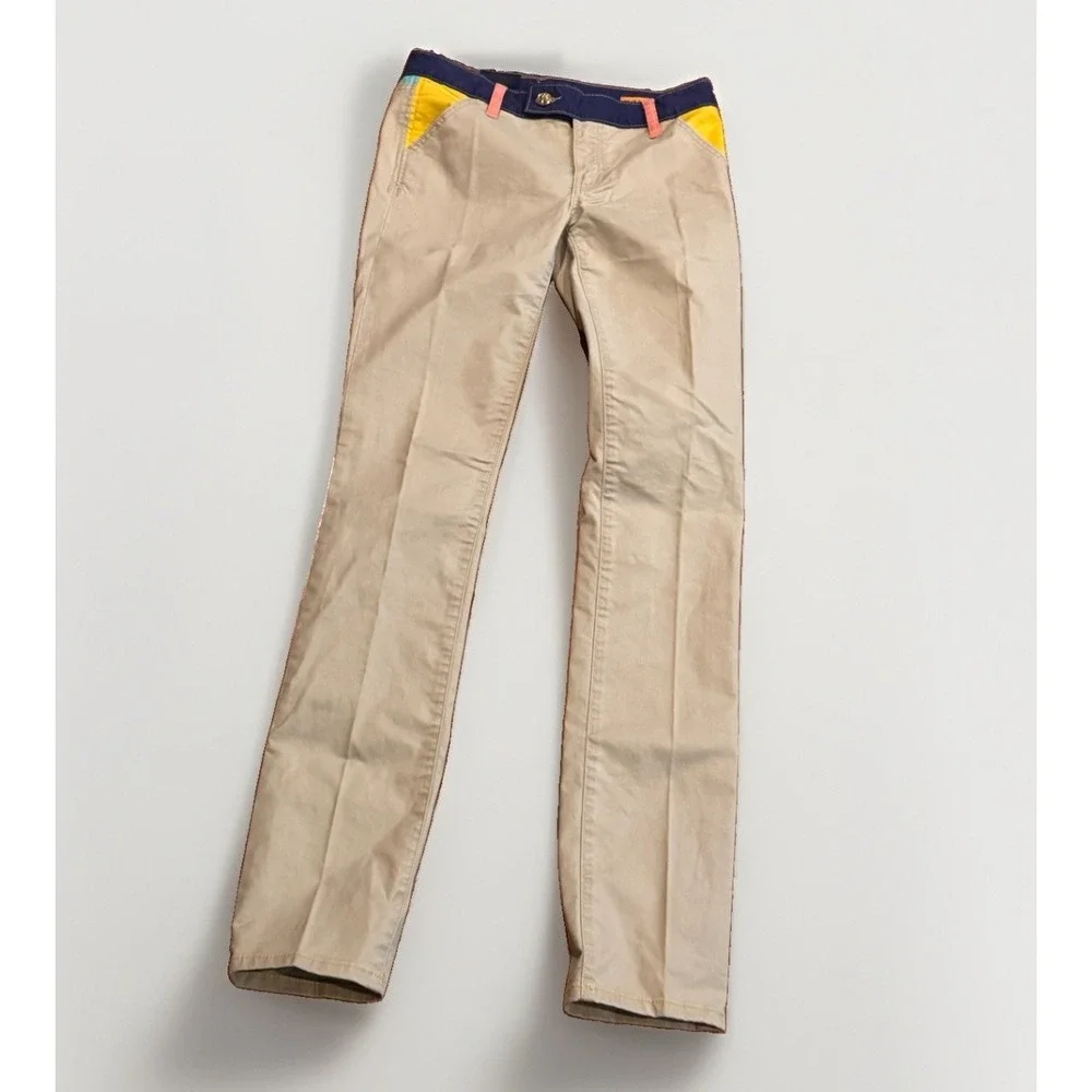 Tory Burch Color Blocked Super Skinny Pants 26 Low Rise New With Tags $495